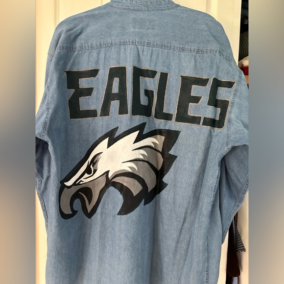 Tops - Handpainted Eagles Denim Long Sleeve
